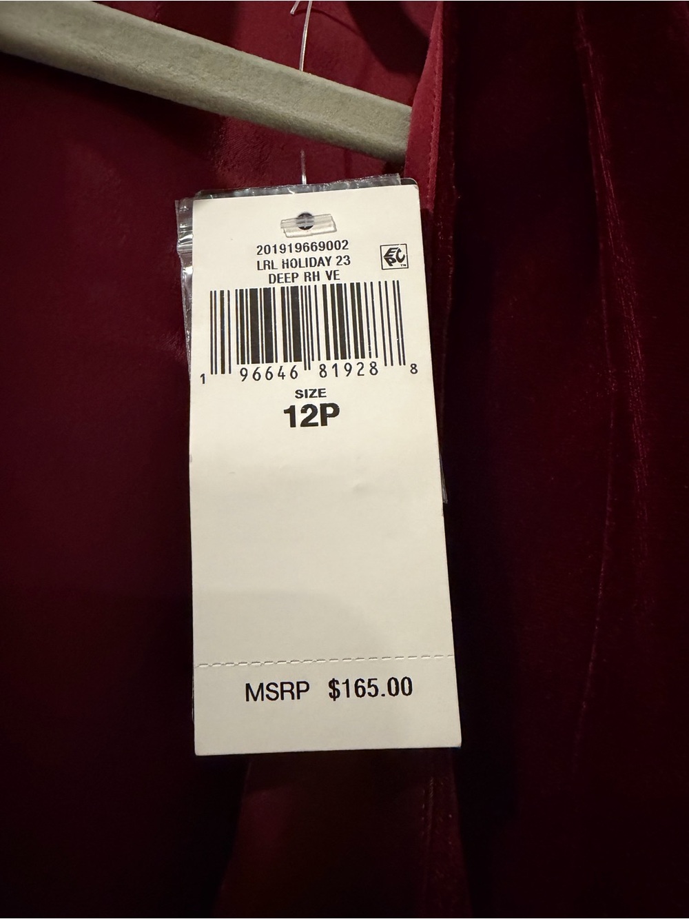 Lauren Ralph Lauren NWT Burgundy Velvet Draped Blouse Petite 12P - Picture 6 of 12